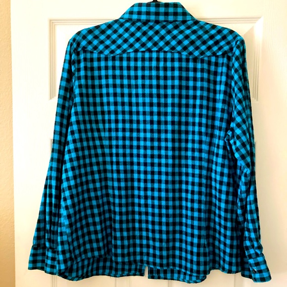 Buffalo Plaid Flannel Shirt, Snap Front, Long Roll-Tab Sleeves by North Style - Picture 4 of 6